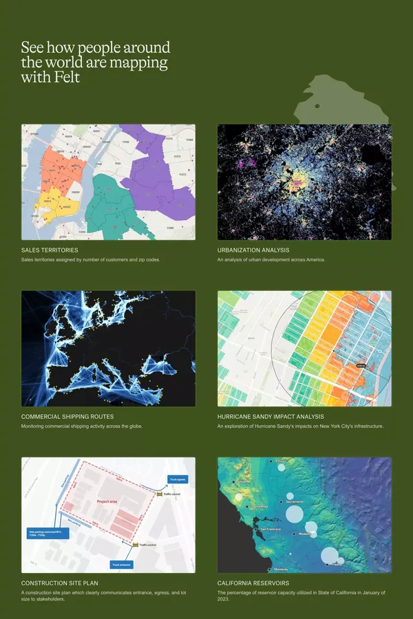 Felt - The best way to work with maps on the internet - Landing design inspiration
