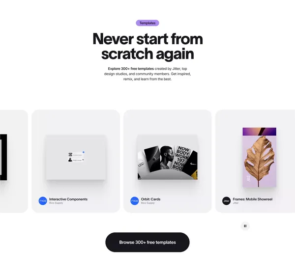Jitter ·  A fast and simple motion design tool on the web - Landing design inspiration