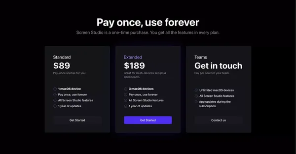 Screen Recorder for macOS. Beautiful videos in minutes | Screen Studio - Landing design inspiration