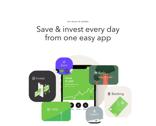 Acorns - Invest, Earn, Grow, Spend, Later | Acorns | Acorns - Landing design inspiration
