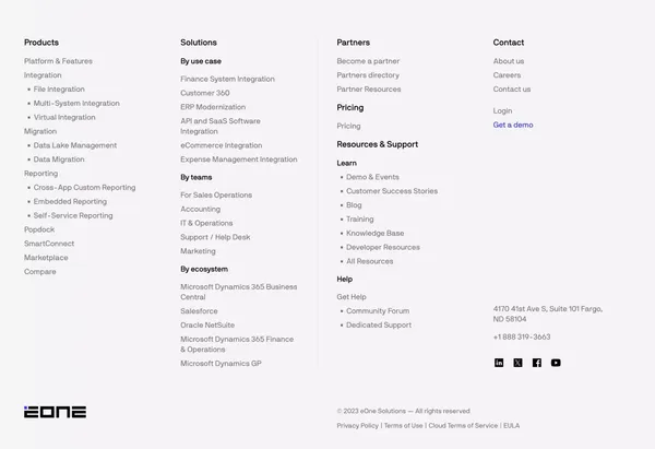 eOne Solutions - Landing design inspiration
