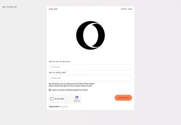 Opera Neon | Agentic AI browser | Opera - Landing design inspiration