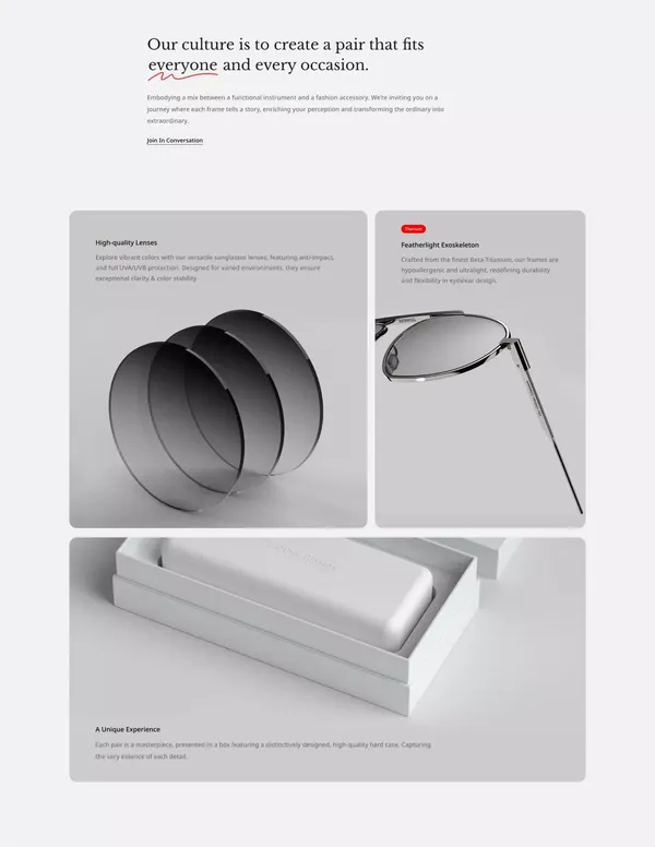 The Other Glasses - Landing design inspiration