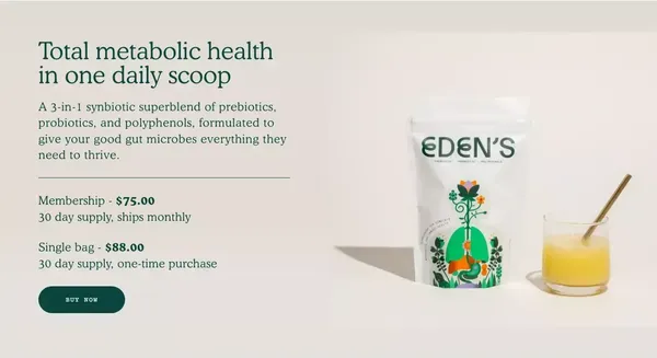 Eden's — Synbiotic Gut Health Supplements For A Healthier You - Landing design inspiration