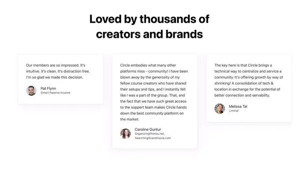Circle: The all-in-one community platform for creators and brands - Landing design inspiration