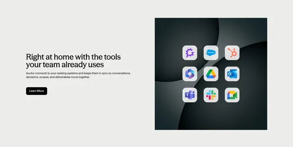 Auctor | AI System of Action for Software Implementations - Landing design inspiration