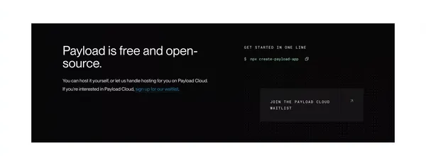 Payload CMS | Node & React TypeScript Headless CMS - Landing design inspiration