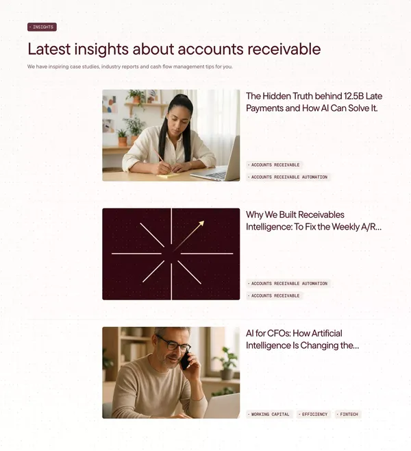 AI Agents for Account Receivables & Working Capital Solutions | Daylit - Landing design inspiration