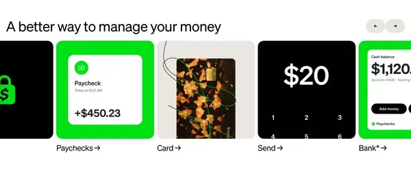 Send, Receive, Invest, & Manage Your Money with Cash App - Landing design inspiration