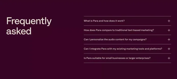 Para | Personalized Voice Messaging for Pioneering Brands - Landing design inspiration