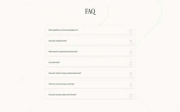 Comet Browser: a Personal AI Assistant - Landing design inspiration