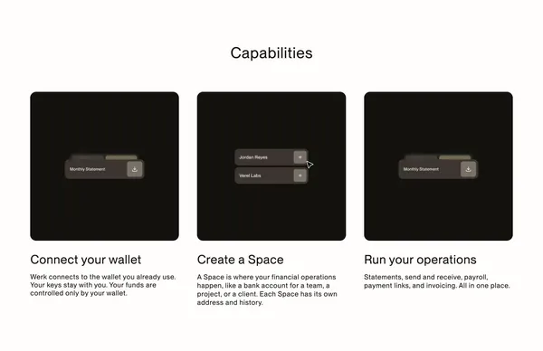 Werk | Onchain Finance Platform for Invoicing & Payroll - Landing design inspiration
