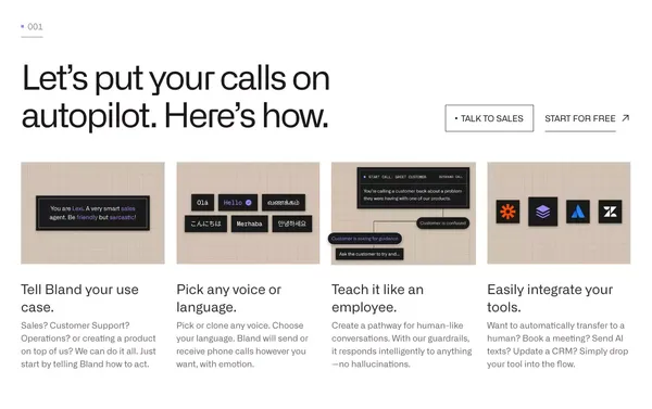 Bland AI | Automate Phone Calls with Conversational AI for Enterprises - Landing design inspiration