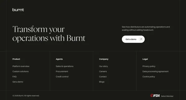 Automate Food Distribution with AI Agents | Burnt - Landing design inspiration