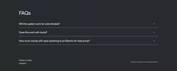Electric Air | Heat Pumps - Landing design inspiration