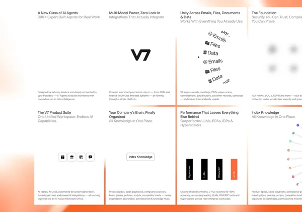 V7 Go | AI Agent Platform for Finance, Legal & Insurance - Landing design inspiration