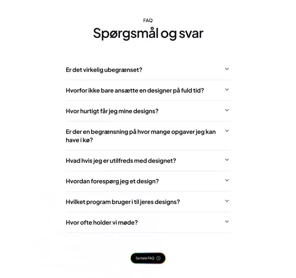 Design Abonnement til fast pris | Alt grafik | 2-3 dages levering | Ubegrænset rettelser | Webflow Danmark - Landing design inspiration