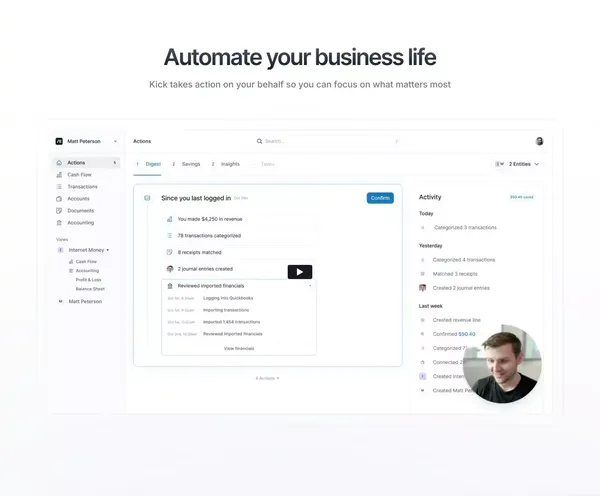 Kick | Self-Driving Bookkeeping - Landing design inspiration