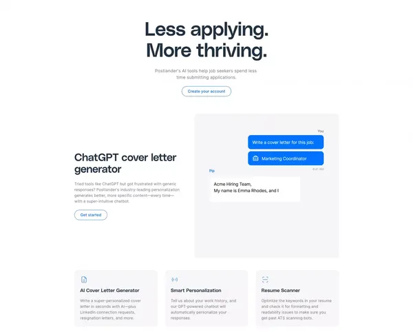 Postlander | AI Cover Letter Generator, Resume Keyword Checker - Landing design inspiration