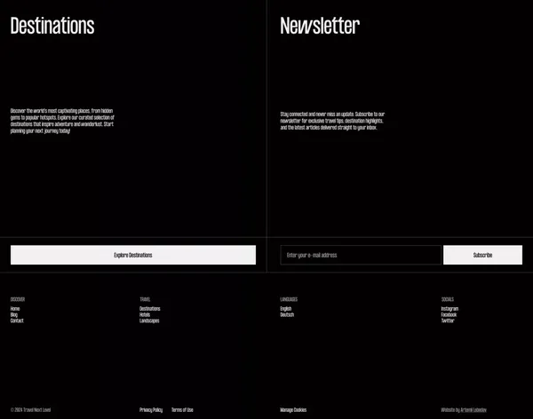 Travel Next Level - Landing design inspiration