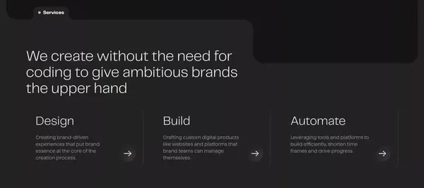 No-Code Agency & Webflow Partner for Ambitious Brands | Cut the Code - Landing design inspiration