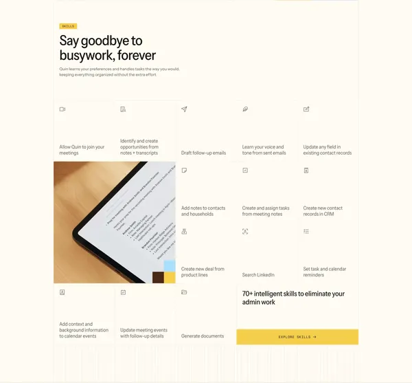 Quin — Meet your dream assistant - Landing design inspiration