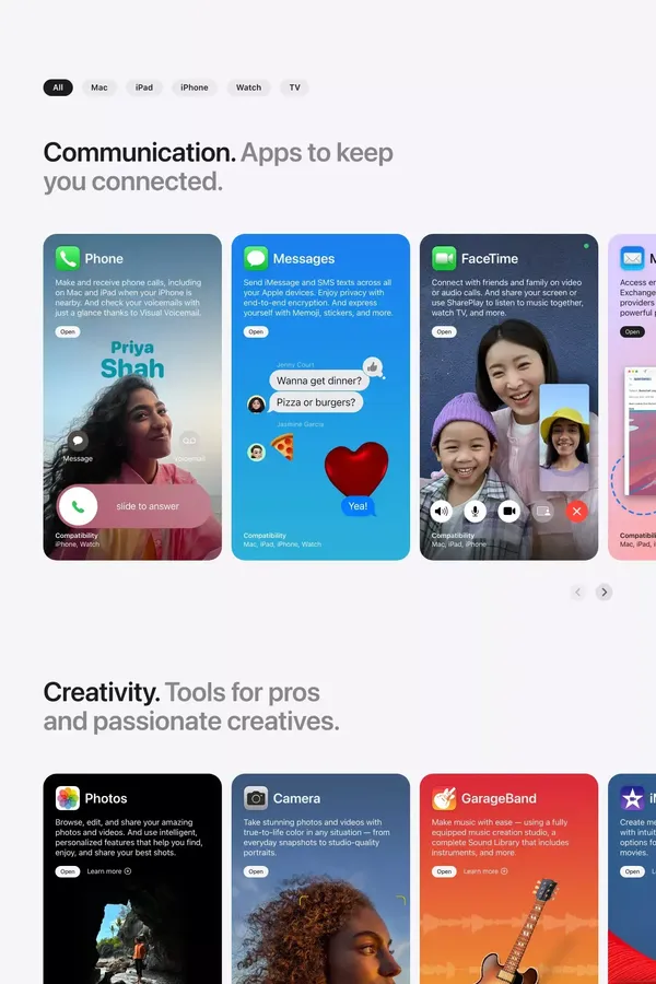 Apps by Apple - Apple - Landing design inspiration
