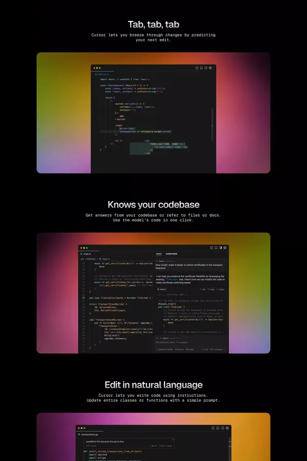 Cursor - The AI Code Editor - Landing design inspiration