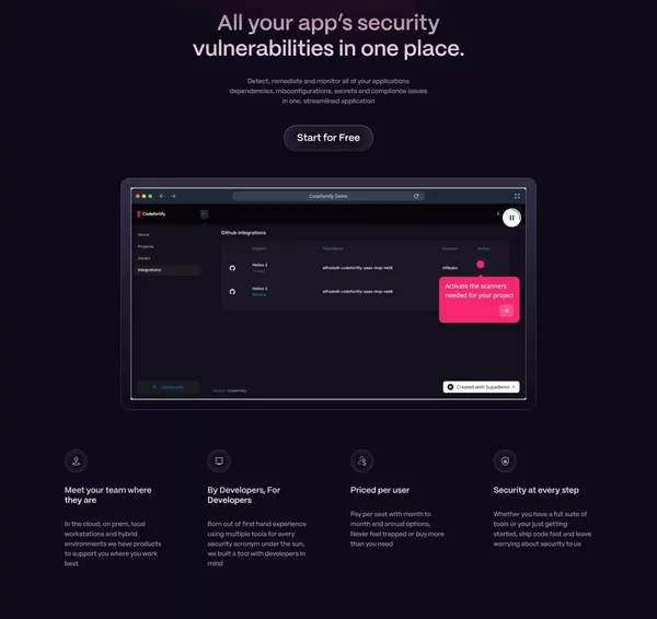 Codefortify - Tuneable ASPM & CSPM - Landing design inspiration