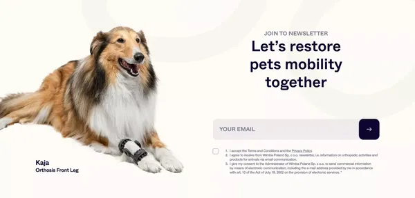 Wimba - Let's restore pets mobility together! - WIMBA - Landing design inspiration