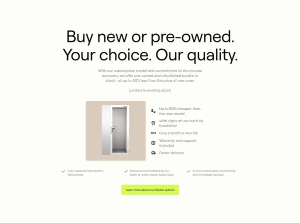 Offcoustic – Affordable Phone Booths for your office, cowork, SME, and startup - Landing design inspiration
