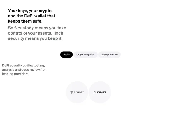 1inch Wallet | The Secure Crypto Wallet App for DeFi & Swaps - Landing design inspiration
