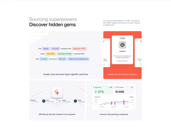 Harmonic.ai - The complete startup database - Landing design inspiration