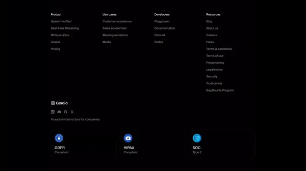 Gladia I Audio Transcription API - Landing design inspiration