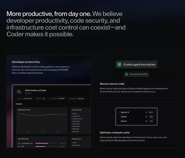 CDEs: Cloud Development Environments for Enterprise Developers | Coder - Landing design inspiration