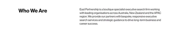 East Partnership - Your Partners in Executive Search - Landing design inspiration