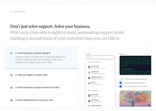 Wist: AI Live Chat Customer Support - Landing design inspiration