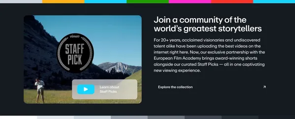 Vimeo AI-Powered Video Platform - Landing design inspiration