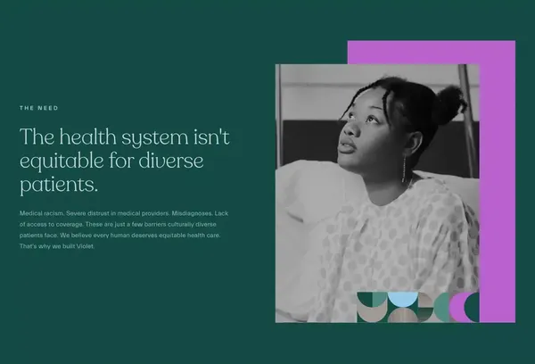 Deliver more inclusive care. | Violet - Landing design inspiration