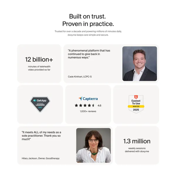 The Simple, Free, and Secure Telemedicine Platform | Doxy.me - Landing design inspiration