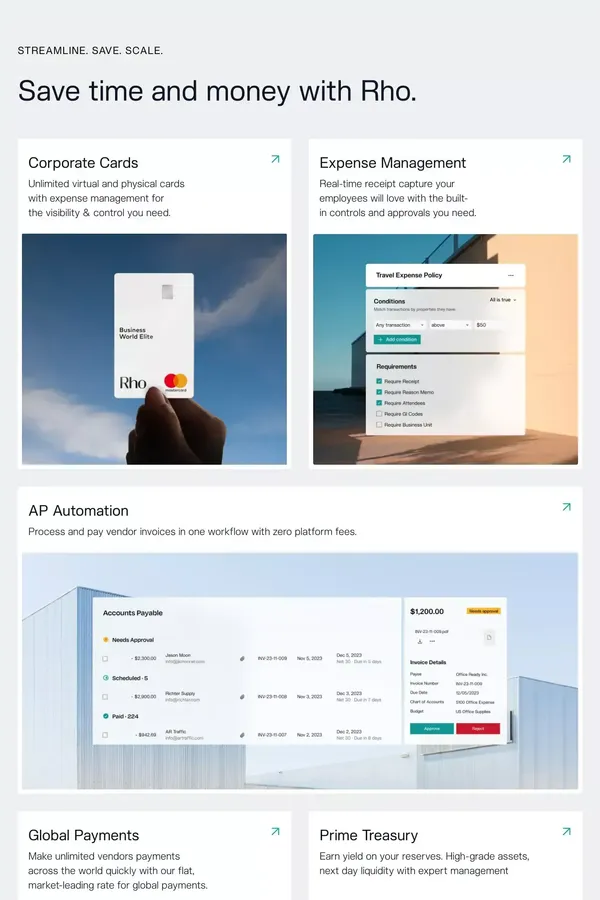 Rho | Business finances made frictionless. - Landing design inspiration