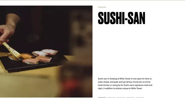 Catalog Dining and Shopping - Willis Tower - Landing design inspiration