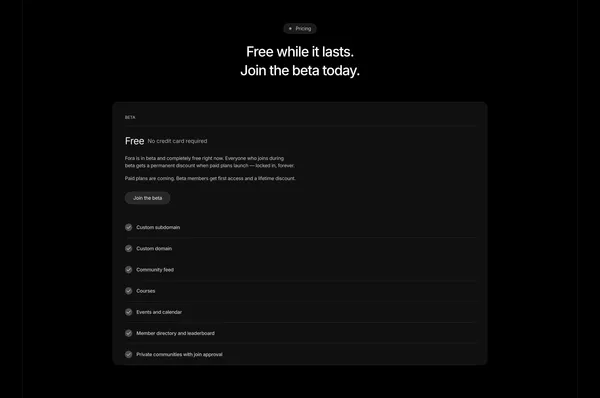 Fora - The community platform for creators - Landing design inspiration