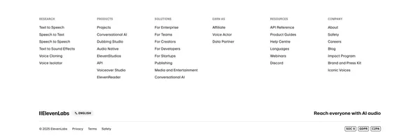 Free Text to Speech & AI Voice Generator | ElevenLabs - Landing design inspiration