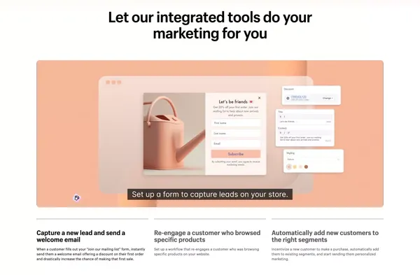 Boost customer engagement and drive more sales with Shopify Marketing Tools - Shopify USA - Landing design inspiration