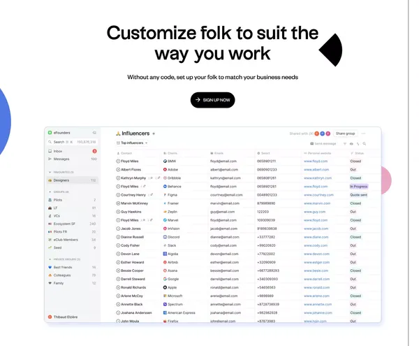 folk — Next generation CRM for teams - Landing design inspiration