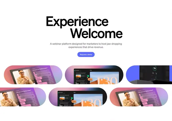 Webinar platform for virtual events and company meetings | Welcome - Landing design inspiration