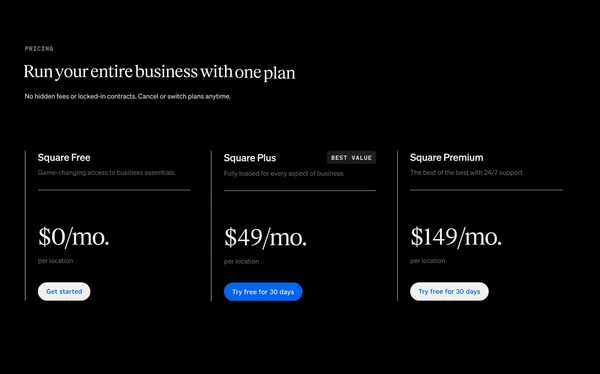 Power your entire business | Square - Landing design inspiration