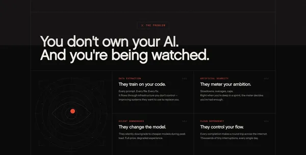 Rig - Local-First AI Coding Assistant - Landing design inspiration