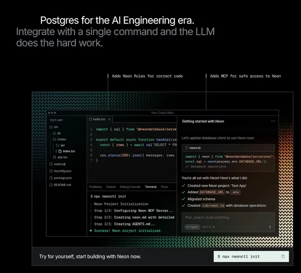 Neon Serverless Postgres — Ship faster - Landing design inspiration